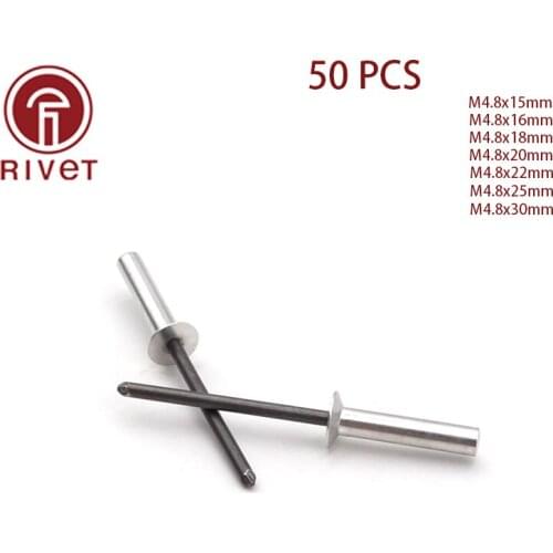 50pcs M4.8*15/16/18/20/22/25/30 Aluminum Countersunk Head Closed End Blind Rivet Sealed Blind Rivet Water Air Tightness Rivets