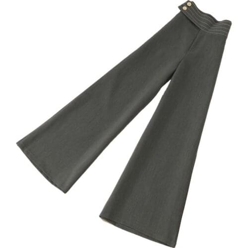 2020 spring autumn women fashion wide leg pants trousers high waist office lady straight pants