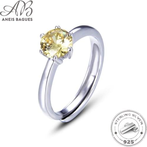 Aneis Bagues 100% 925 Sterling Silver Created Ametrine Gemstone Wedding Engagement Luxury Women Rings Fine Jewelry Wholesale