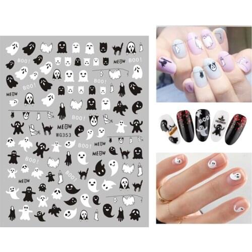 10PCS Little Devil Ghost Scary Eyes Halloween Series Nail Slider Nail Sticker Series