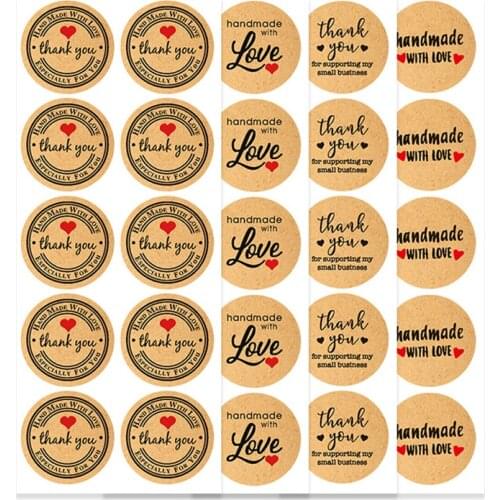 100PCS/lot Kraft Spanish Thank You labels Stickers Handmade Package Envelope Seal Label Scrapbooking Stationery Sticker