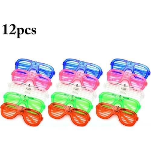 12 Pairs Party Creative LED Glasses Plastic Glow In The Dark Light Up Flashing Glasses Clothing Accessories For Party