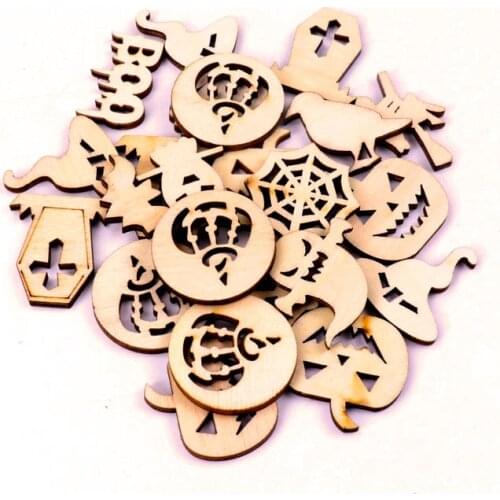 25-30mm/30pcs Wooden Pumpkin Bird Scrapbooking Craft Handmade Halloween Home Decoration Accessory Painting DIY Ornament