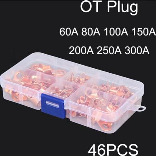 46PCS Copper Battery Cable Connector Terminal Open Lugs Wire Terminals Mayitr OT 60/80/100/150/200/250/300A