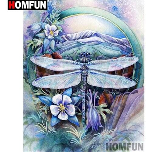 HOMFUN Full Square/Round Drill 5D DIY Diamond Painting "dragonfly" Embroidery Cross Stitch 5D Home A07872
