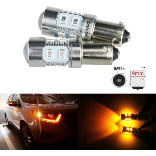 ANGRONG 2x HY21W BAW9s 10W LED Bulbs Turn Signal Reverse Light Amber 12146 64137L