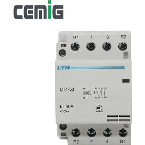Cemig Household AC Modular Contactor CT1-63 4P 32A 40A 63A 2NO 2NC 50/60Hz 400V