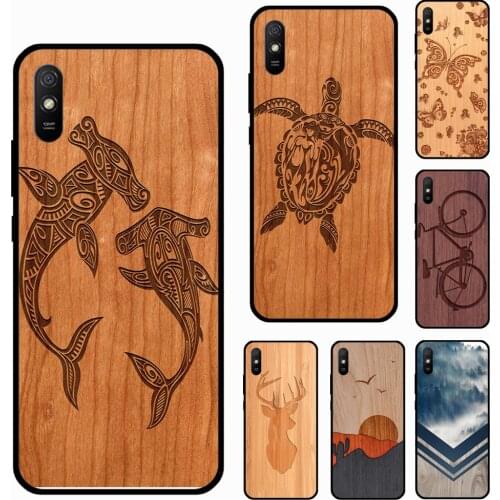 Wolf Bike Butterfly Wood For Xiaomi Redmi 9 9C 6A 7A 8A 9A K40 9T Phone Case For Redmi Note 10 Pro Note 9 8 9S 8T