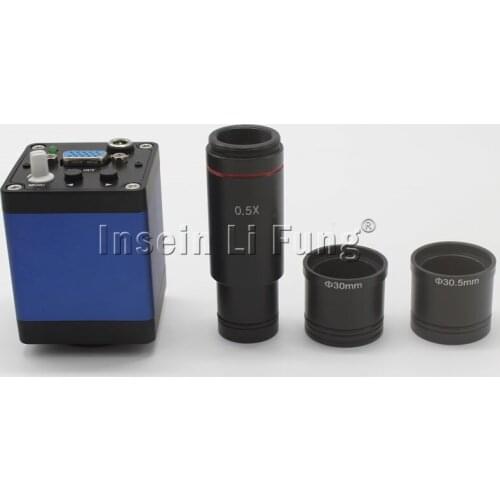 Full HD 2.0MP 30FPS Industrial Digital Microscope VGA Camera+0.5X C mount Eyepiece Lens+30mm 30.5mm adapter
