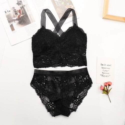 Women Lace Sexy Lingeries Floral Bra Set Breathable Wrapped Chest Beauty Back Bras Panties Set
