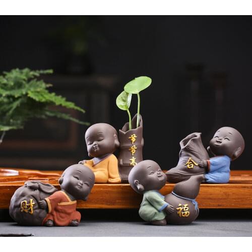 Porcelain 6CM 8CM 9CM 11CM Small Monk Sculpture Ornaments Ceramic Figure Statue Chinese Retro Style Wealth Lucky Home Decor