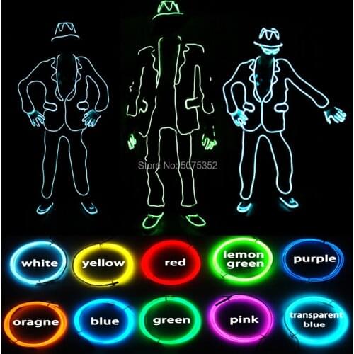 GZYUCHAO EL Neon Led Suit Hip-Hop Dance Costume EL Wire Light Up Costume Party Rave Flashing Suit For Christmas Halloween