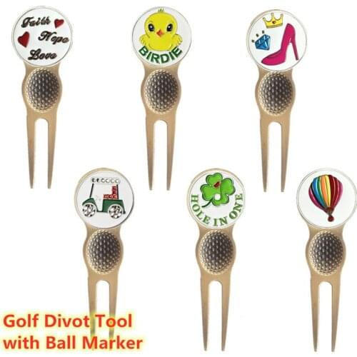 Finger Ten Golf Divot Repair Tool Magnetic Metal with Ball Marks Putting Pitch Outdoor Accessories Training Aid Tools Wholesale