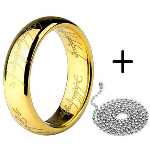 Word printed gold color rings with bead chain 316L Stainless Steel for men women jewelry wholesale lots