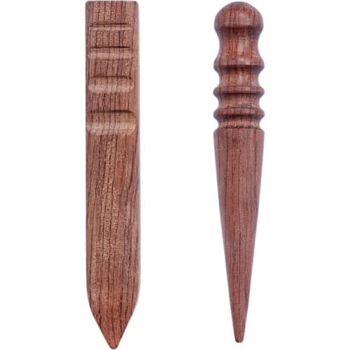 LMDZ DIY BurnisherSlicker Wood Burnishing Tool Wood Leathercraft ToolsWood Leathercraft Wood Edge Slicker Round Flat