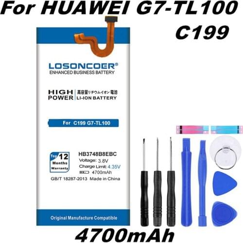 LOSONCOER HB3748B8EBC 4700mAh For Huawei Ascend C199 G7-TL100 C199-CL00 C199S G7 RIO-AL00,TL00 CL00 L02 L03 L11 L01 UL00 Battery
