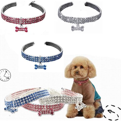 Cat Collar Baby Puppies Dog Safety Elastic Adjustable With Diamante Rhinestone Material Necklace Dog Accessories
