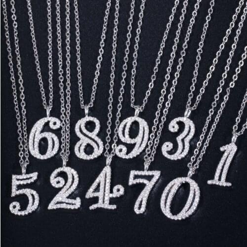 Pera Fashion Mirco Pave CZ Stone Jewelry Unique DIY Lucky Number Pendant Necklace Charm for Best Friend Birthday Gift P004