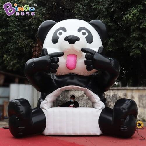 Personalized 5x2.9x5 meters PVC inflatable panda DJ cabin / inflatable panda bar counter toy tent