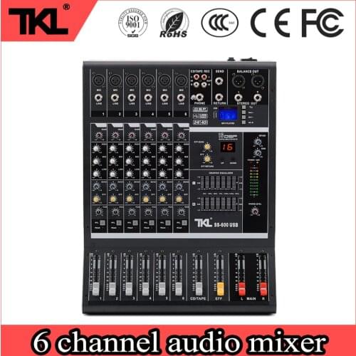 TKL SS600 professional 6 channels bluetooth DJ mixer USB reverb effect mixing console mp3 stage audio mixer