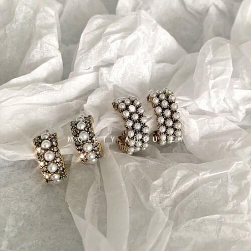 INS style pearls earrings Hypoallergenic fadeless alloy fashion jewelry stud earrings for women girl gift