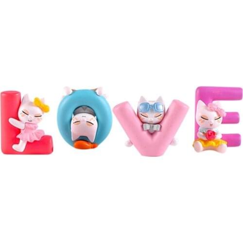 Resin Miniature Colorful LOVE Cats DIY Craft Accessory Home Garden Decoration Tool Drop Shipping YH-461203