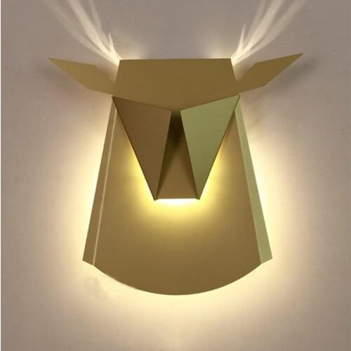 Nordic Modern Wall Lamp Deer Head Wall LampFor Bedroom Bedside Lamp Corridor Led Light Creative Wall Light Decorate Home Fixture