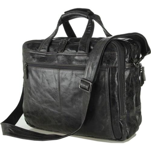 Nesitu Vintage Grey Genuine Leather Men Messenger Bags 14'' Laptop Men Briefcase Office Portfolio Business Travel Bags #M7146
