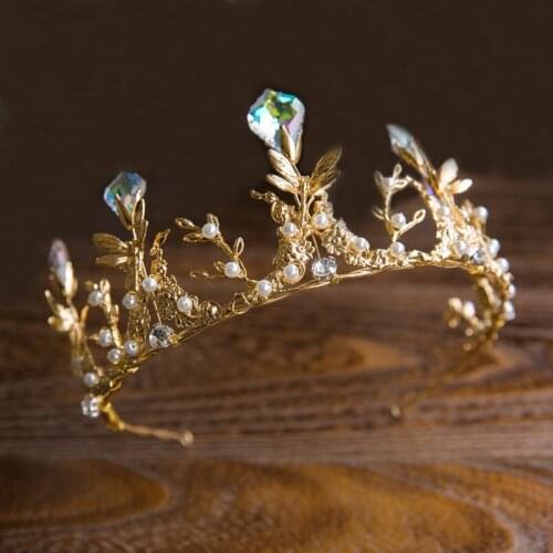 Bridal Crown Headband Wedding Hair Accessories Luxury Blue Stone Tiara Rhinestone Tiaras and Crowns Bridal Hair Accessories