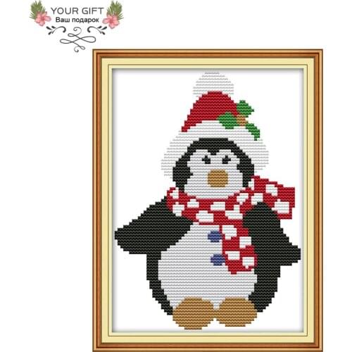 Your Gift C989 14CT 11CT Counted and Stamped Home Decor Christmas Penguins Needlework Needlepoint Cross Stitch kits