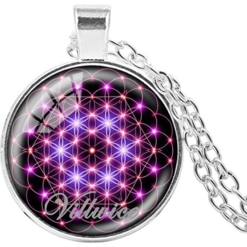 VILLWICE fashion colorful flower of life necklace spiritual growth chakras sacred geometry art mandala jewelry women gifts 2018