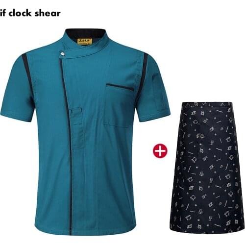 High Quality Short Sleeve Chef uniform Unisex Restaurant Hotel Kitchen Workwear cooking shirt Breathable chef apron jacket M-4XL