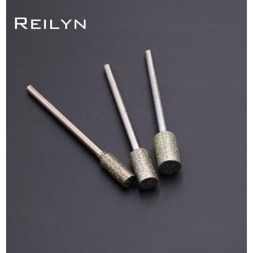 High quality 10pcs Cylinder 2.35mmx 1-6mm 150# Diamond Grinding Burr Jade metal teeth nails polishing diamond grinding point