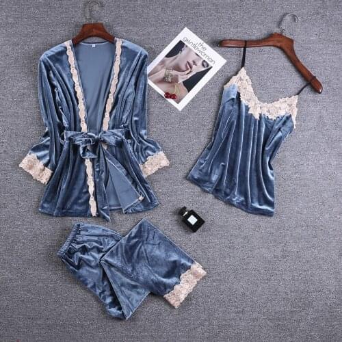 Sleepwear Women Pajamas Suit Velvet Long Sleeve Sleep Set Thicken Home Clothing Negligee Women Pijamas Warm Autumn Winter