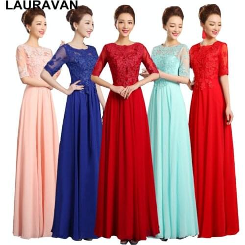 Women special occasion formal ladies party dresses red blue pink chiffon bridesmaide dress bridesmaid for a wedding