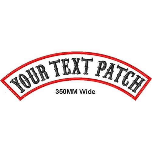Custom 1 piece 350mm wide top or bottom Rocker Bike Patch embroidered name patches motorcycle iron on patches for Jackets back