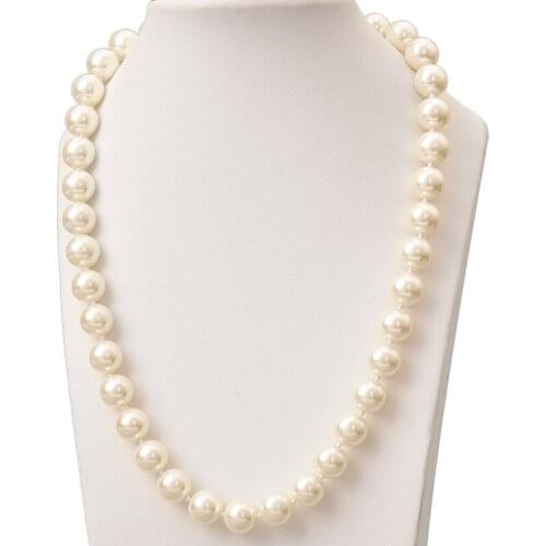 10mm New Fashion Jewelry White Color Chain Imitation Pearls Necklace 18inch For Women Party Wedding Bride Necklace H830