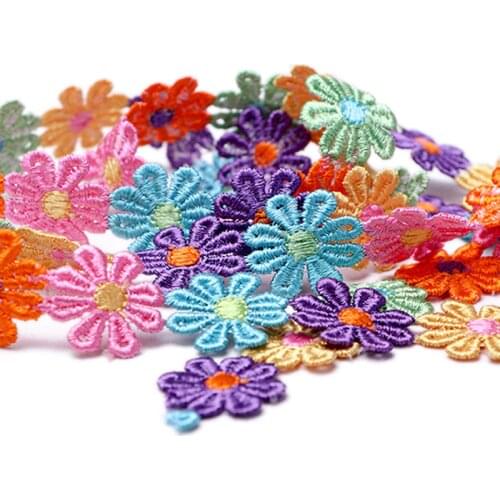 2Yard Lace Trim Ribbon Multicolor Embroidered Lace Flower Costume Apparel Sewing Crafts Decoration