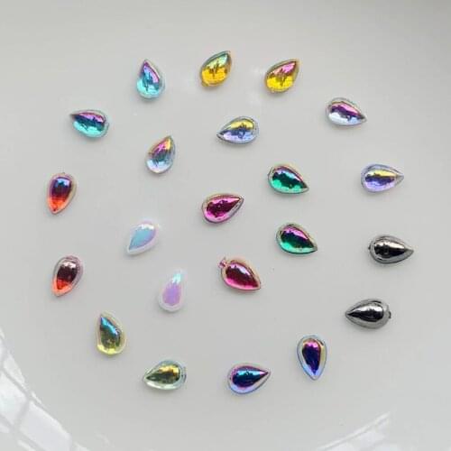 200PCS 4*6mm Flat back acrylic water drop diamond design 3D nail art DIY, scrapbook, clothing decoration accessories crafts