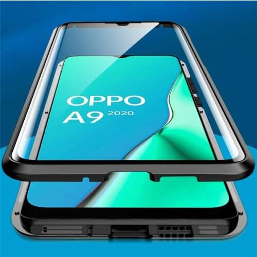 360 Double Sided Glass Case For OPPO A9 2020 Case Magnetic Metal Bumper Back Cover For OPPO A5 A 9 2020 A11 A11X Cases oppoa9