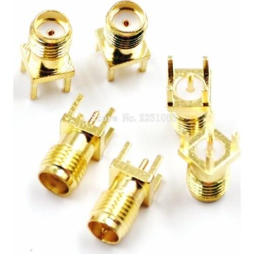 5PCS/LOT RP-SMA Connectors RP-SMA-KE Gold Plated RP-SMA Female Plug Center Solder PCB Clip Edge Mount RF Connector