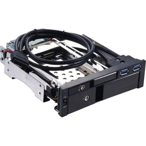 Aluminum 2.5+3.5 inch Dual Bay Tray-less SATA HDD Enclosure for 5.25in optical drive enclosure