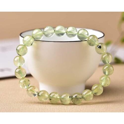 1PC Natural Crystal Green Beads Bracelets Adjustable Bracelet Elastic Jewelry Beads Healing Stone Increase charm Unisex DIY Gift