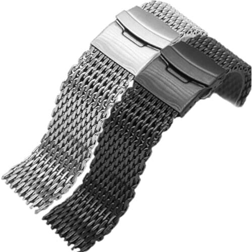 Black Silver 18mm/20mm/22mm/24mm Stainless Steel Milanese Metal Watch Watchband Mesh Mesh Shark Bracelet Band Strap For Watch