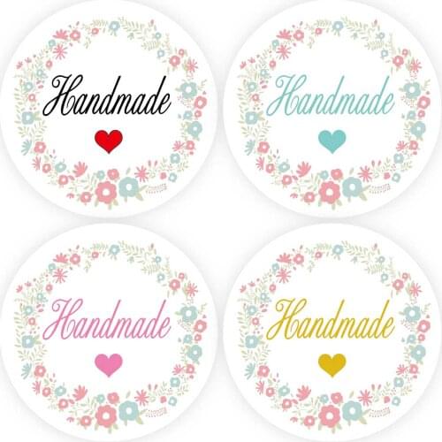 DouxArt 100 Pieces Handmade Stickers Labels, 4cm Colorful Garland Heart Wedding Baptism Communion Labels Envelopes Seals