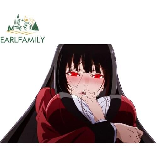 EARLFAMILY 13cm x 8.5cm For Kakegurui Yumeko Jabami Car Stickers Window Decal Waterproof Car Door Protector Interesting Decor