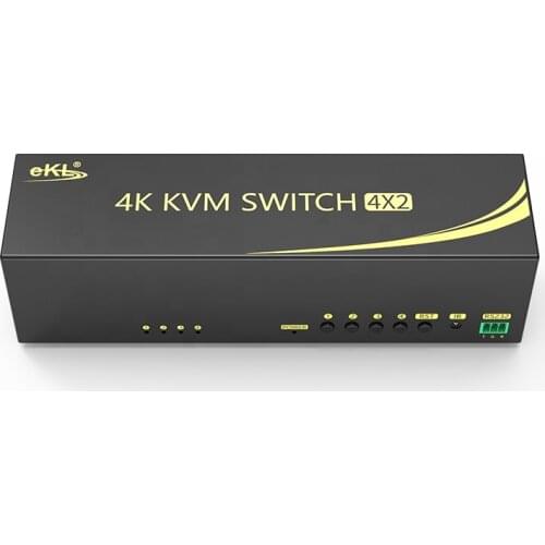 EKL 4 in 2 out 2.0 Dual HDMI KVM Switch 4K 60Hz Support HDMI 2.0 HDCP 2.2 dual monitor