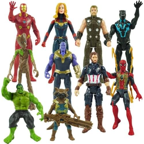 New 10styles 15CM Marvel Avengers Toy Figures Model Movable Luminous Figures PVC Toy Captain America Spider-Man Iron Man Gifts