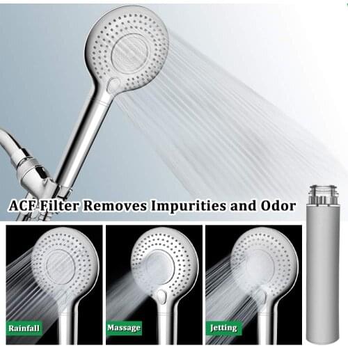 Filtered Shower Head Removes Chlorine & Flouride 3 Settings High Pressure Water Saving Hard Water Softener Showerhead ACF Filter