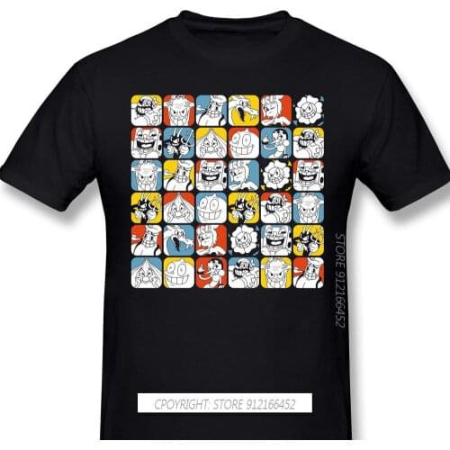 Men Clothes Cuphead Animated Characters Mugman Run And Gun Fights Game TShirt Red T-Shirts Bosses Men Fashion Short Sleeve
